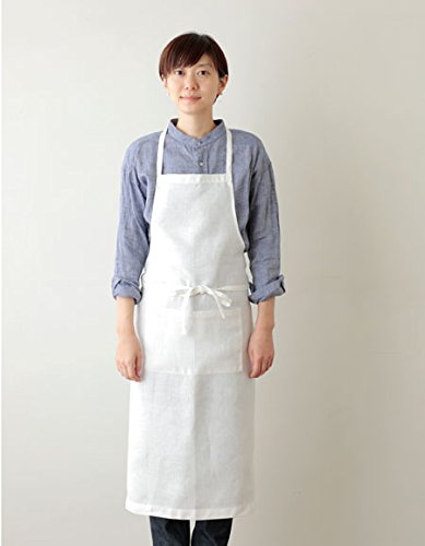fog linen work linen full apron white (19) 《LKA004-19》