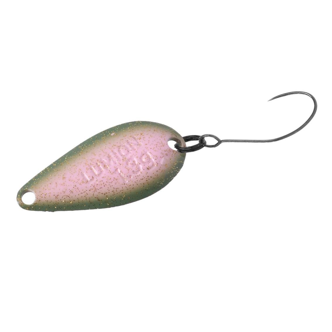 Daiwa Area Trout Spoon, Presso Lumion, 0.06 oz (1.6 g), Salmon Basil Lure