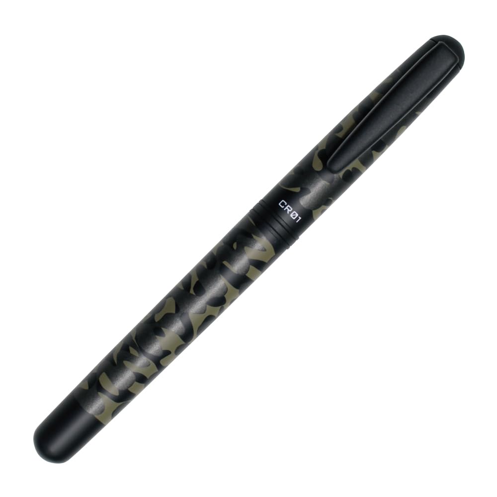 OHTO CR01 Ceramic Rollerball Pen, 0.5mm Fine Point, Thick Aluminum Barrel with Brass Components, Camouflage Khaki, Refillable Water-Based Black Ink, CR01-05-CKK