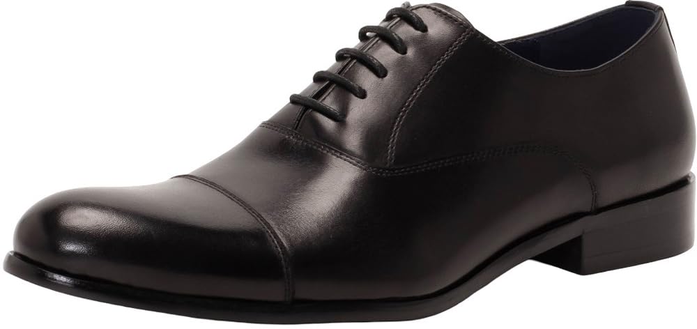 Lucius(ルシウス) Men's Business Straight Tip Leather Dress Shoes, Black, 25.5 cm
