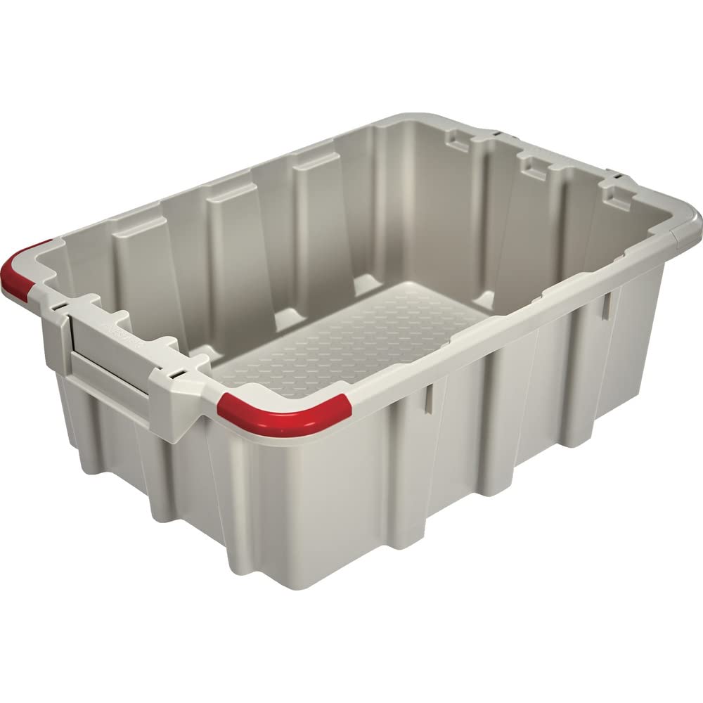 Trusco Nakayama HNESTA-10OW Nesting Stacking Container, 2.8 gal (10 L), Off-White