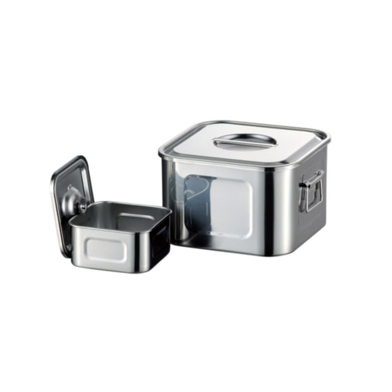 AG 18-8 Shallow Square Kitchen Pot, 4.7 inches (12 cm), No Hands, with Knobs