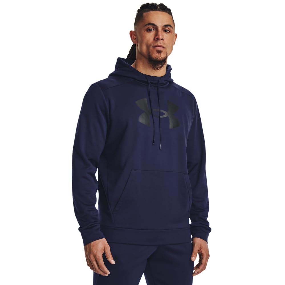 Under Armour mens Armour Fleece Big Logo Hoodie, (410) Midnight Navy / / Black, Small
