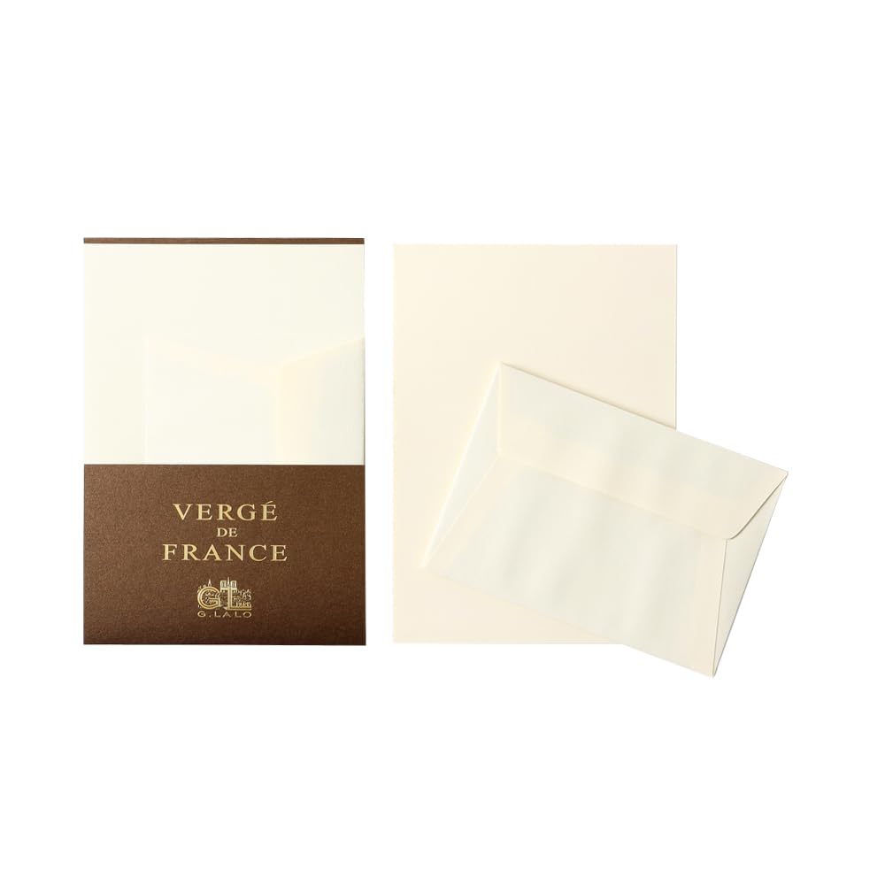 G.Lalo gl52216 Verget de France Letter Set, 5 Envelopes, 10 Stationery A5 Size, Western No. 2 (4.5 x 6.4 inches (114 x 162 mm), Ivory