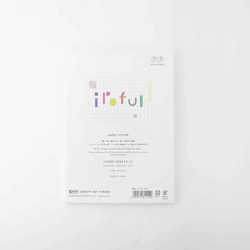 iroful 75 gsm Loose Sheet, 4.13" x 5.83", 100 Sheets/Pack, 5mm-Squared, White, 1 pack (PI-54P-H5W)