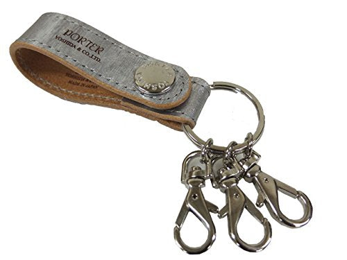 Porter Yoshida Bag Radiant Barrier Foil Leather Key Holder, 195 – 01337 Silver