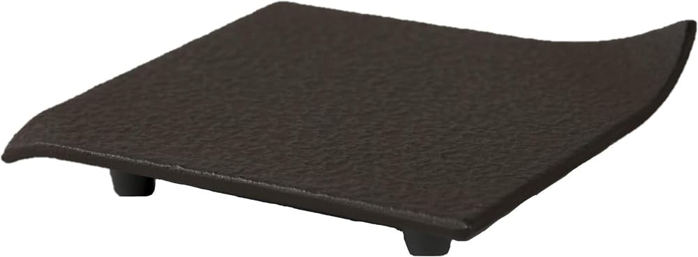 Iwachu 17232 Kamashiki, Square, Dark Brown, 4.3 x 4.3 inches (11 x 11 cm), Nambu Ironware