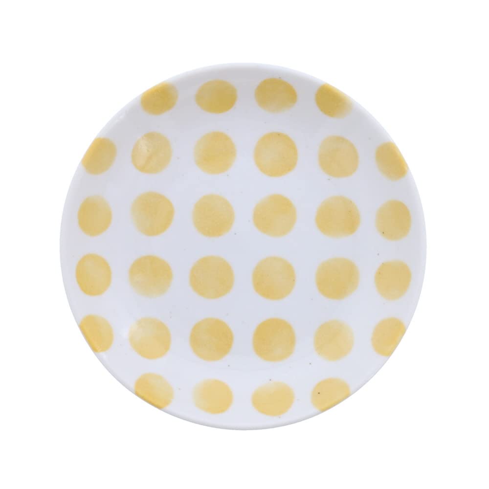 EAST table ea-006-04 KatoKato Polka Dot Plate, Yellow, Made in Japan, Microwave Safe, Dishwasher Safe, Plate