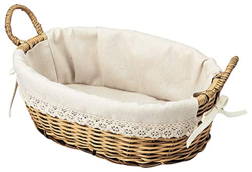 Basket, Graft, Basket, Small Item, Oval Inner Cloth, Storage, Living Room, Approx. 10.0 x 6.7 x 3.5 inches (25.5 x 17 x 9 (14 cm), 63-52