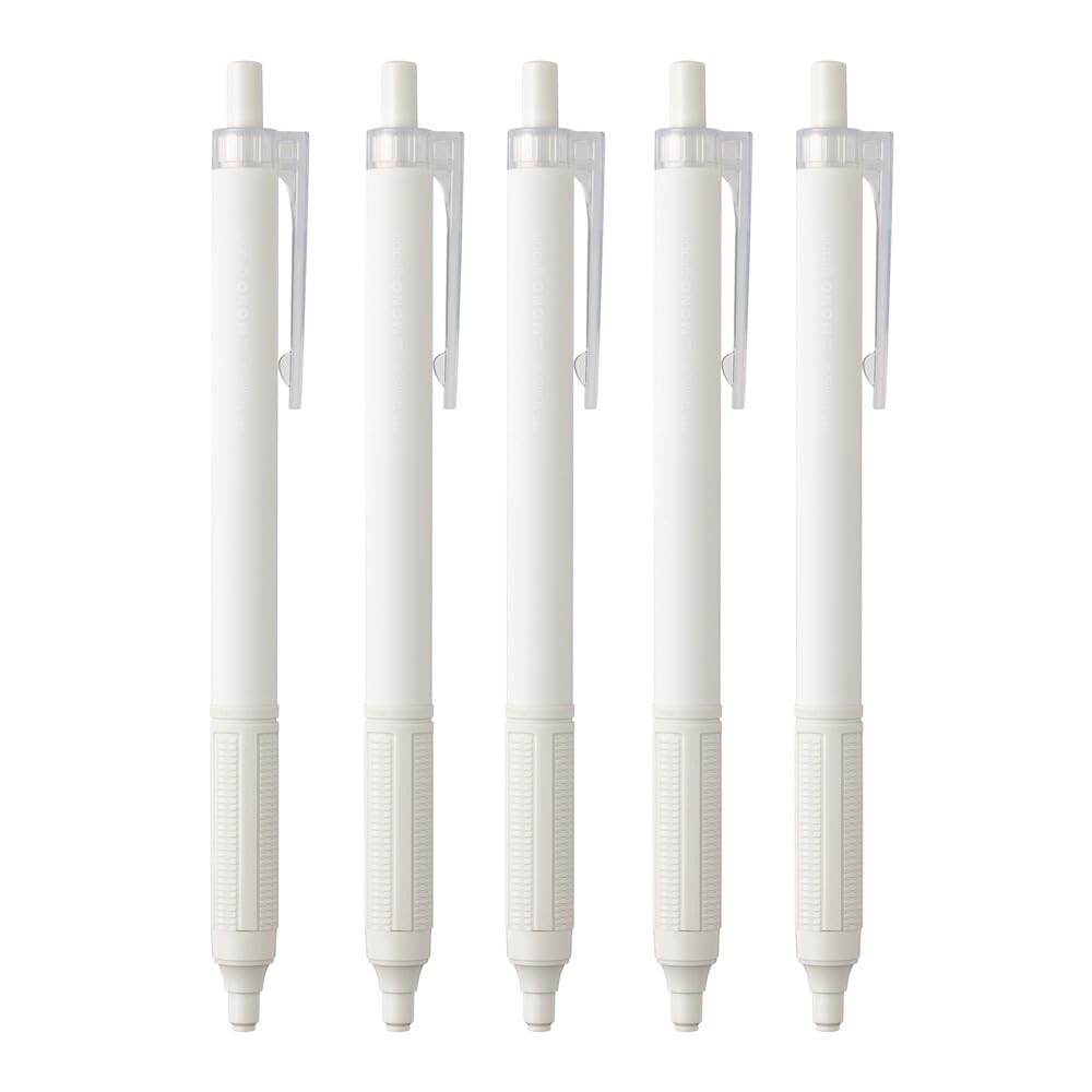 Tombow Permanent Ballpoint Pen, Monograph Light, 0.5mm, Black Ink, Smoky White Stub, Pack of 5, BC-MGLE25-5P
