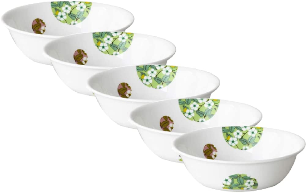 Corelle J418-BBFL CP-1713 Medium Bowl, Set of 5, Dishes, Plates, Break-resistant, Lightweight, Microwave Safe, Oven Safe, Dishwasher Safe, Bombon Flail