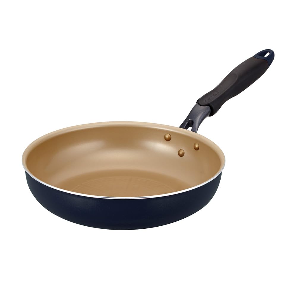 Evercook Frying Pan, 10.2 inches (26 cm), Compatible with All Heat Sources (IH Compatible), Non-Stick Frying Pan, PFOA Free, Navy, Doshisha