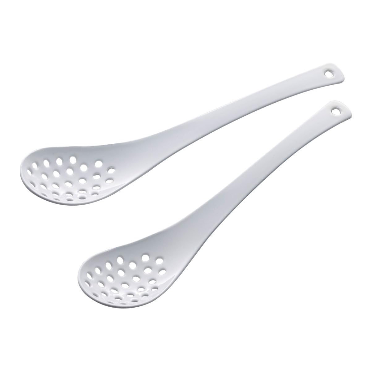 Shimomura Kusai 43069 Astragalus Spoon, Hole, Set of 2, Enameled Processing, Made in Japan, Total Length 7.1 inches (18 cm), Cut and Scoop Juice, Ramen, Boiled Tofu, Corn, Tuna, Boiled in Water,