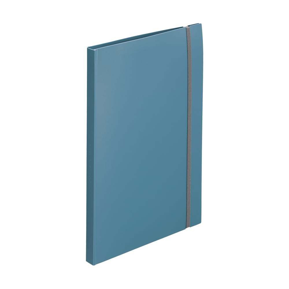 Lihit Lab N2422-11 Bi-Fold, Clear Book, Interchangeable Pockets, Mutual A4/A3, Bi-fold, 10 Pockets, Slate Blue