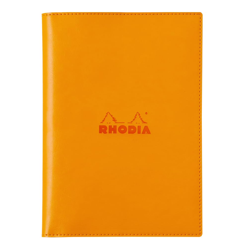 Rhodia cfa5pucvor PU Leather Cover, Orange (Stapled Notebook, A5, 0.2 inch (5 mm) Square Rule, Orange Included