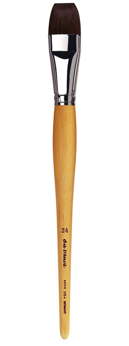 da Vinci Watercolor Series 954 Paint Brush, Flat Short-Length Russian Blue Squirrel Hair with Natural Lacquered Handle, Size 24 (954-24)