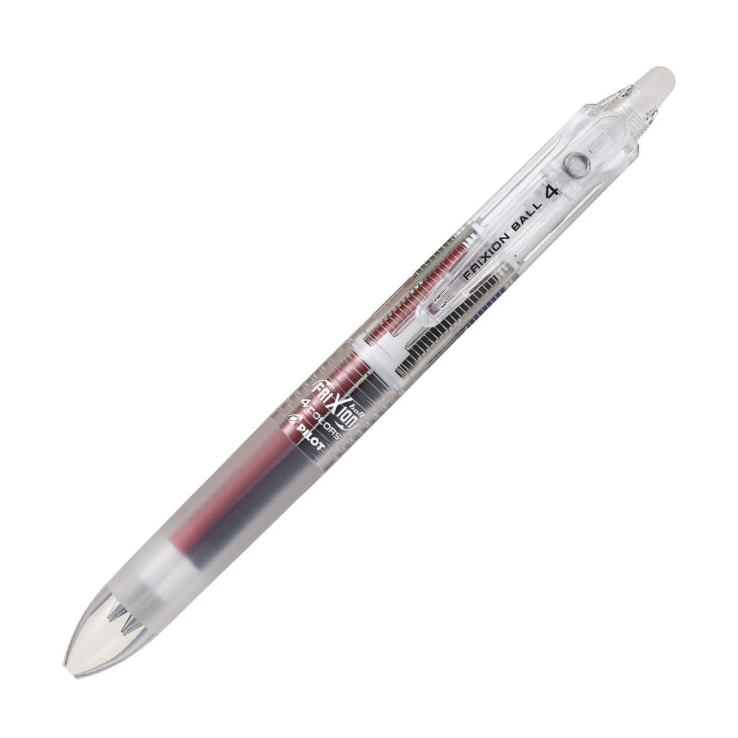 Pilot FriXion Ball 4 Erasable Multi-Color Ballpoint Pen, Transparent Body