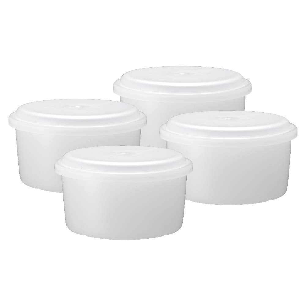 Doshisha HS-19S Manual Ice Cube, White, Approx. φ3.5 inches (89 mm) x H2.0 inches (50 mm), Ice Maker, S, With Lid, Set of 4