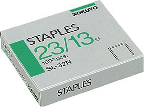 Kokuyo Staples No. 23/13, 1000pcs/box, Staples for Heavy-Duty Staplers, 0.51" (13 mm) Leg Length, 0.45" (11.5mm) Crown Width, Steel, Japan Import (SL-32N)