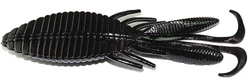 HIDEUP Worm Stagger Wide Hog, 3.3 Inches, #109 Black Solid