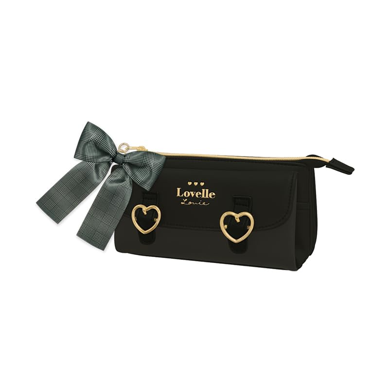 Camio Japan 231445 Pen Pouch, Heart Buckle Pen Pouch, Black