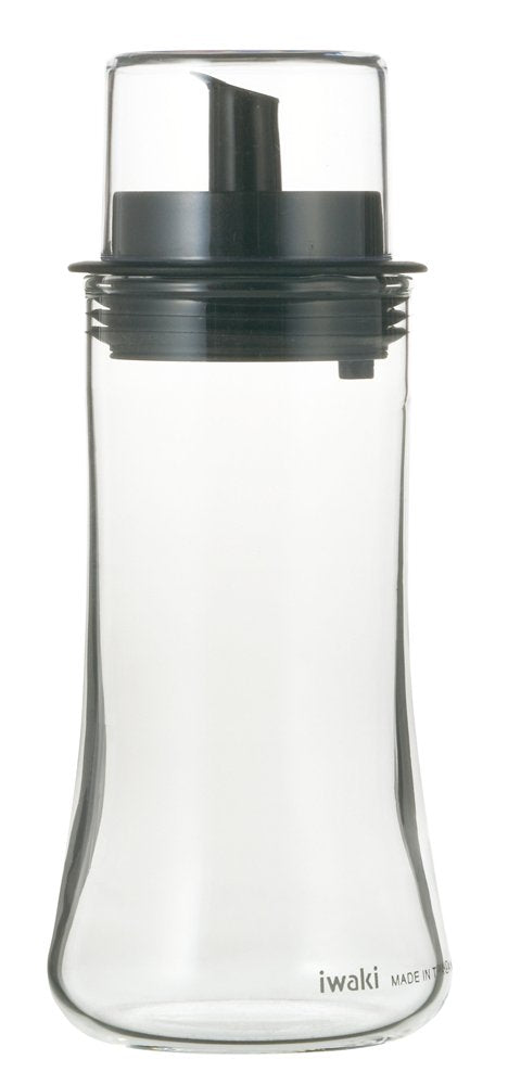 iwaki KT5032-BKO Heat Resistant Glass Seasoning Container, Oil Bottle, Oil Dispenser, Black, M, 5.3 fl oz (160 ml), Lid Included
