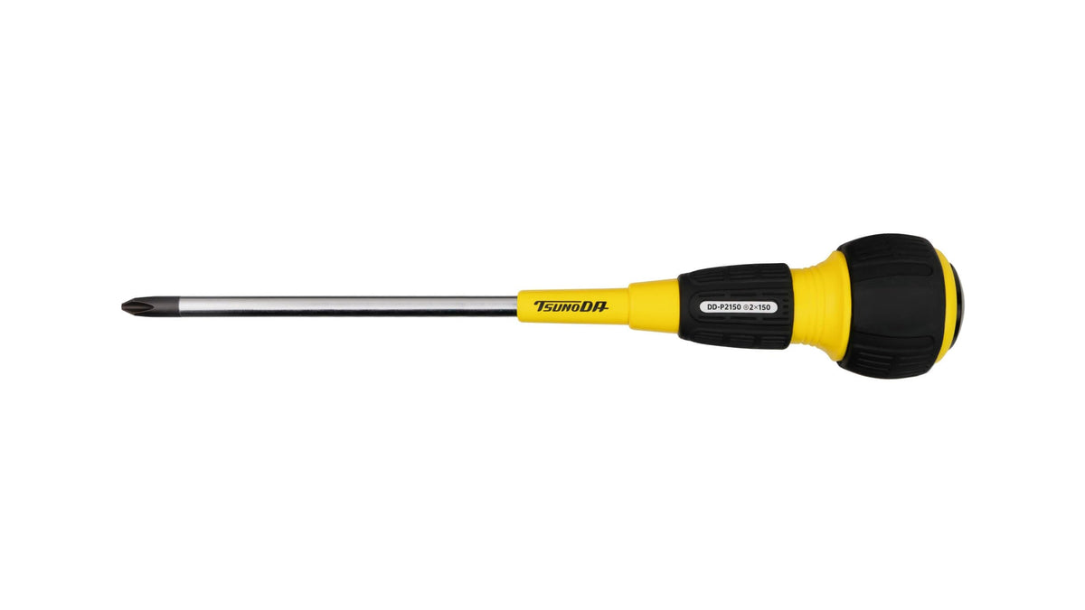 Tsunoda DD-P2150 Handle Insulation Through Screwdriver + 0.08 x 5.9 inches (2 x 150 mm), 0.2 inch (6 mm), Safety Through Screwdriver with Insulator, Reinforced Plastic Washer, Hammered with Hammer,