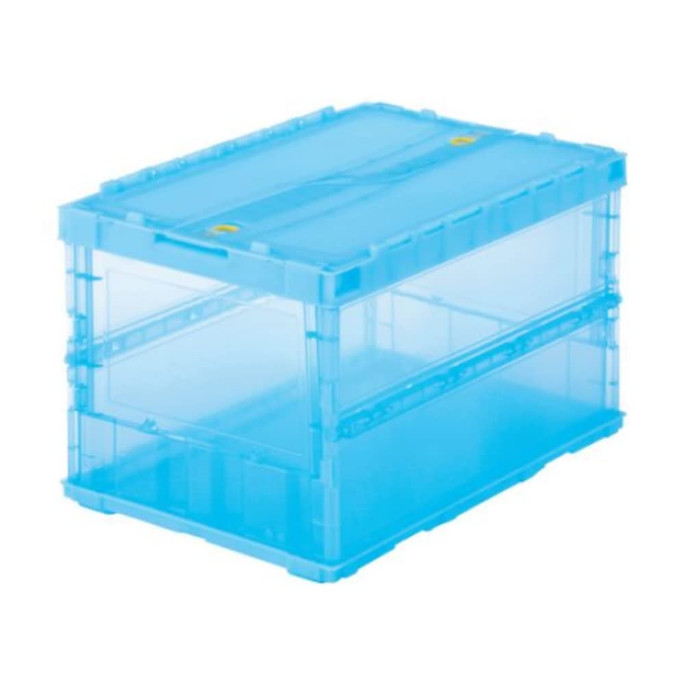 Trusco Nakayama Thin Folding Container Squelcon, Skeleton Container, Transparent Blue, 12.0 gal (50 L), Locking Lid, Storage Case, Storage Box