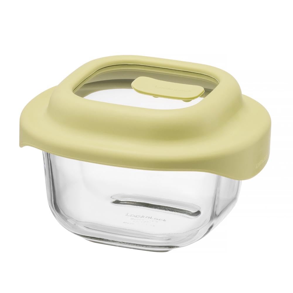 Bestco LNG481 Glass Storage Container, 16.9 fl oz (500 ml), Yellow, Recipe Included, Microwave, Oven, Dishwasher Safe, Lock & Lock Uni Cooker