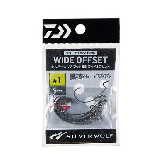 DAIWA Silver Wolf Hook SS Wide Offset #3, 9 Pieces
