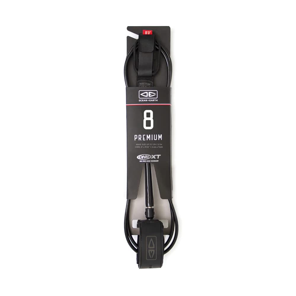 Ocean and Earth Premium 6ft0 Surf Leash 8 feet Black