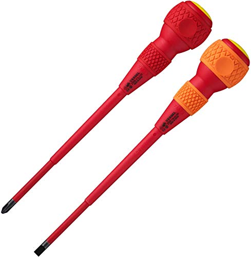Vessel 202PS-2 Ball Grip, Insulated Screwdriver, Set of 2, +2 x 5.9 inches (150 mm) / -6 x 5.9 inches (150 mm)