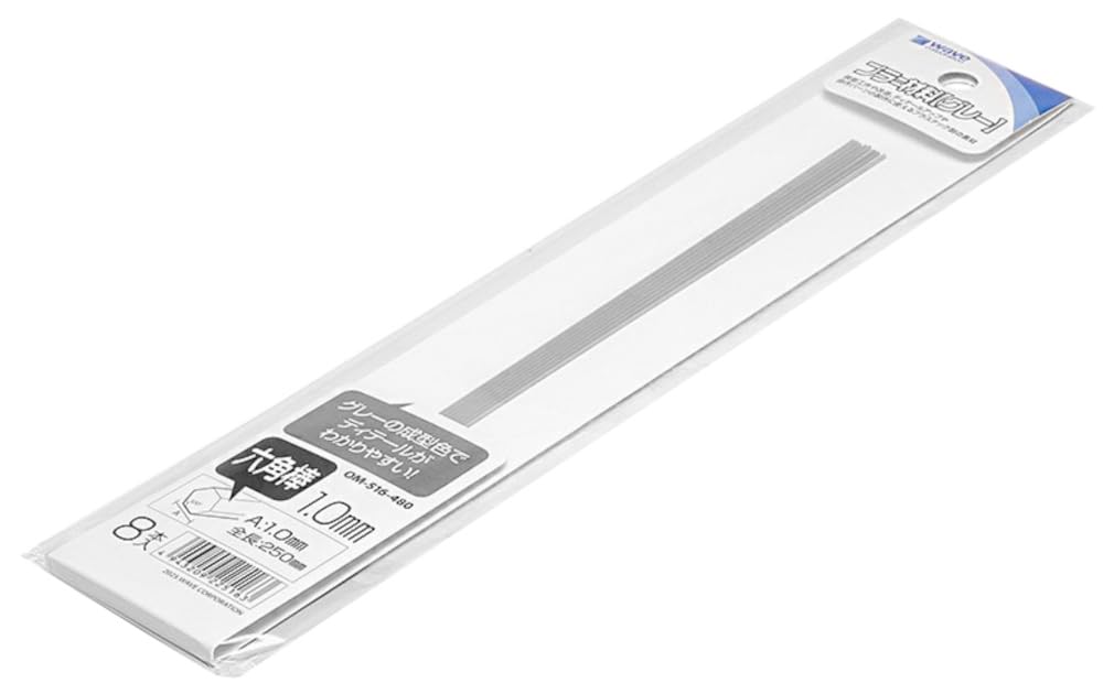 Wave Material Series Plastic Material Hexagonal Bar 0.04 inch (1.0 mm), 8 Pieces, Hobby Material OM-516