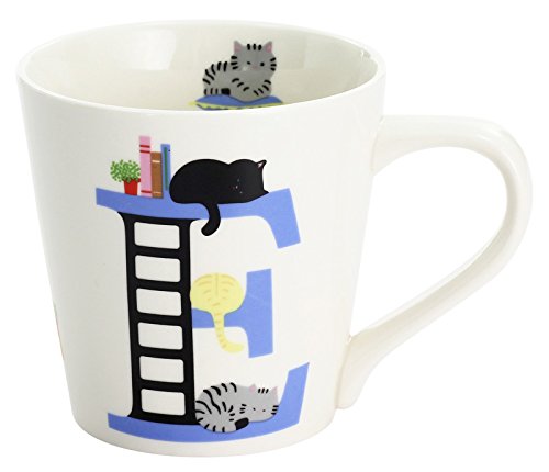 Ceramic Indigo Mug Cat Alphabet E 13091