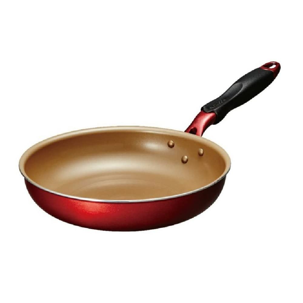 Evercook Alpha Frying Pan, 10.2 inches (26 cm), Compatible with All Heat Sources (IH Compatible), Wine Red, Doshisha
