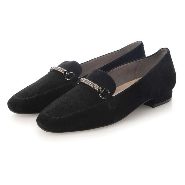 Riz raffinee(リズ ラフィーネ) Women's Loafer, Black Suede, 22.5 cm