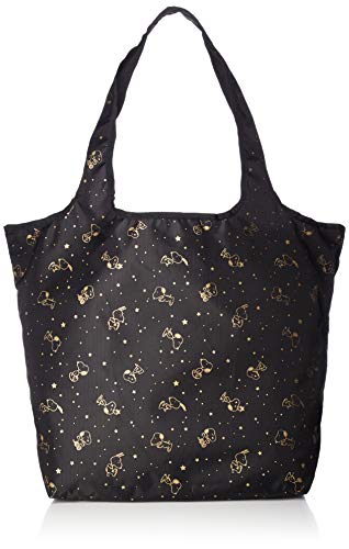 Sifle ECO0408 PN66 Character Folding Eco Bag, Snoopy Gold Star Black