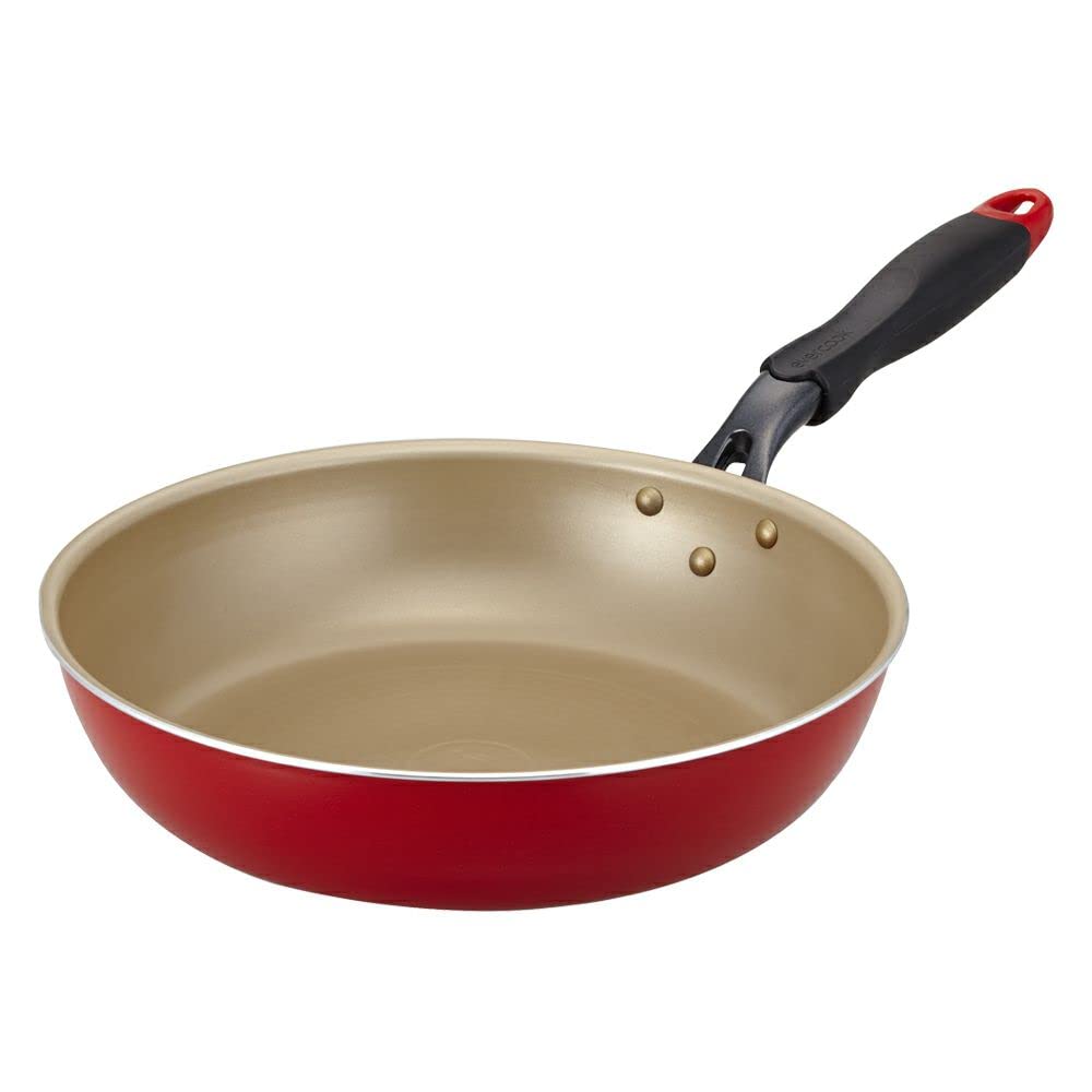Evercook Frying Pan, 11.0 inches (28 cm), Compatible with All Heat Sources (IH Compatible), Non-Stick Frying Pan, PFOA Free, Red Doshisha