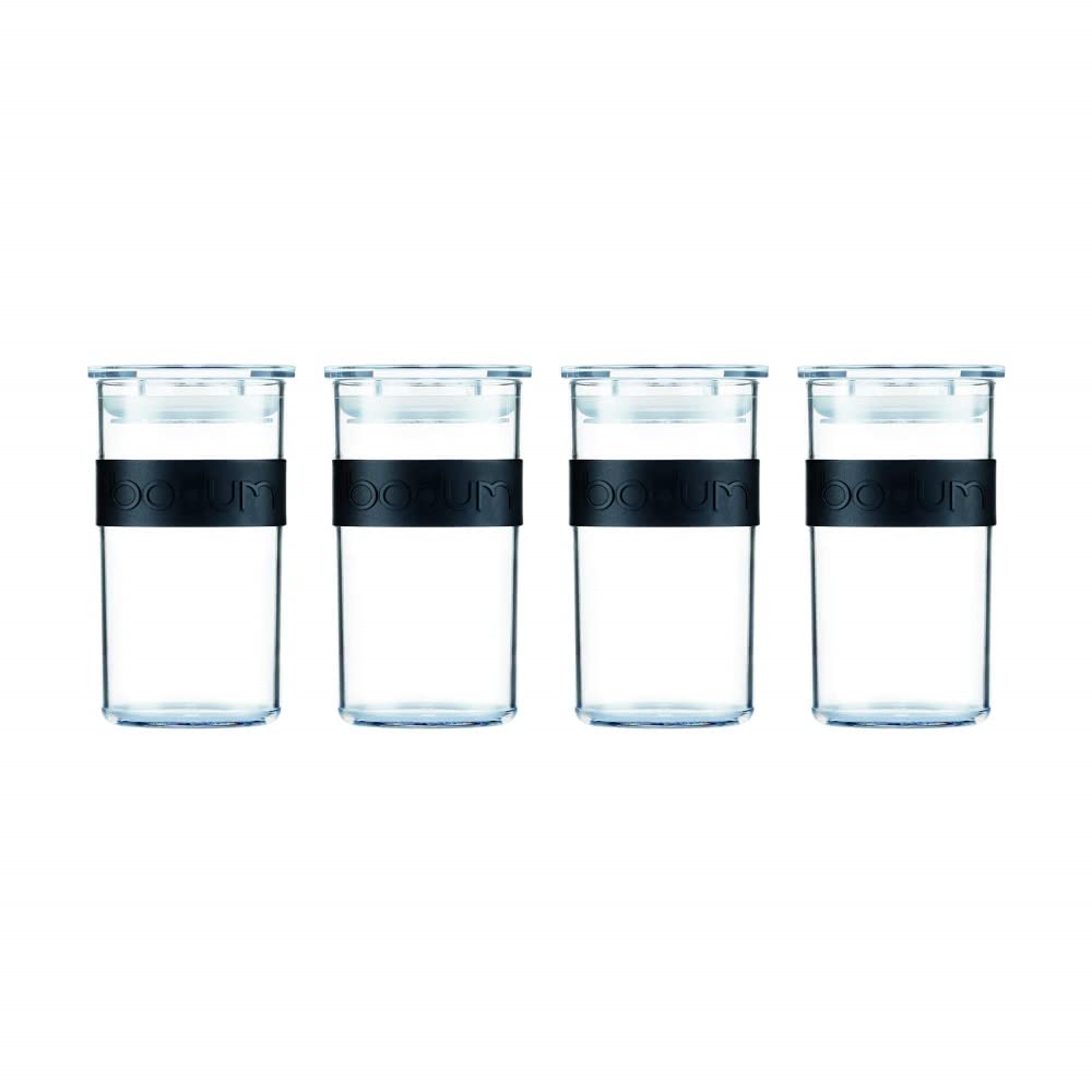 BODUM K11827-01SA Storage Jar, Black, 0.25 l, Set of 4