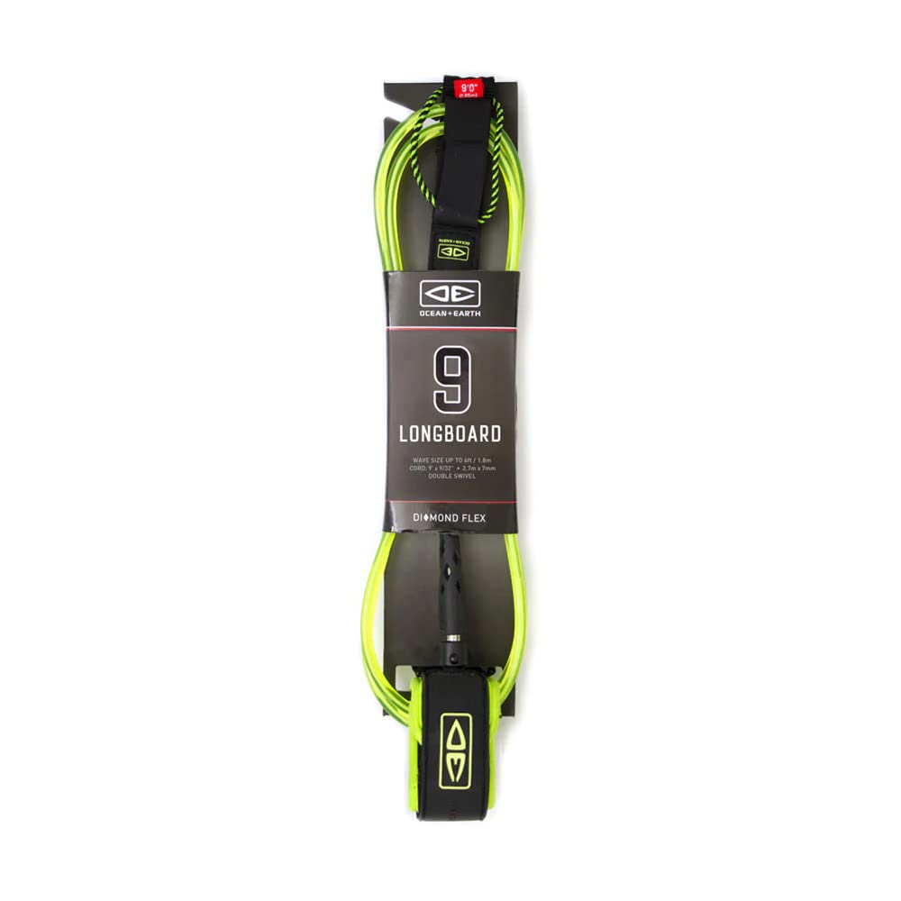 Ocean and Earth Longboard Regular Moulded Surf Leash 9ft 0 Lime