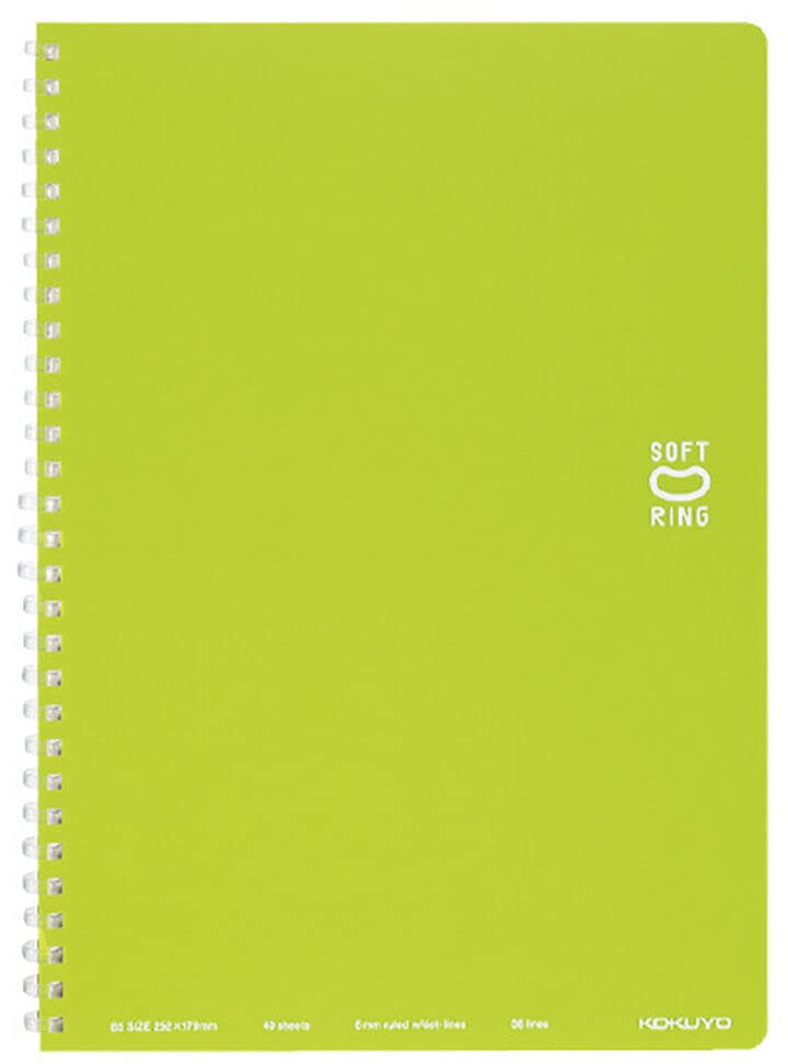 KOKUYO Spiral Lined Notebook, 10'' x 7'' Pastel Journal B5 Soft Ring Notebooks with Dot 6 mm Ruled, 40 Sheets, Light Green 1 Subject Notebook, Note Taking for School. Japan Import (SU-SV301BT-LG)