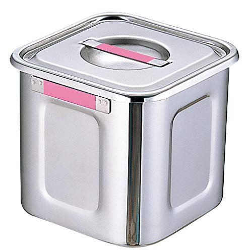 Sanho Sangyo 09021240 Kitchen Pot, Silver (Plate: Pink), 9.4 inches (24 cm), Deep Square Kitchen Pot, ST Plate Included