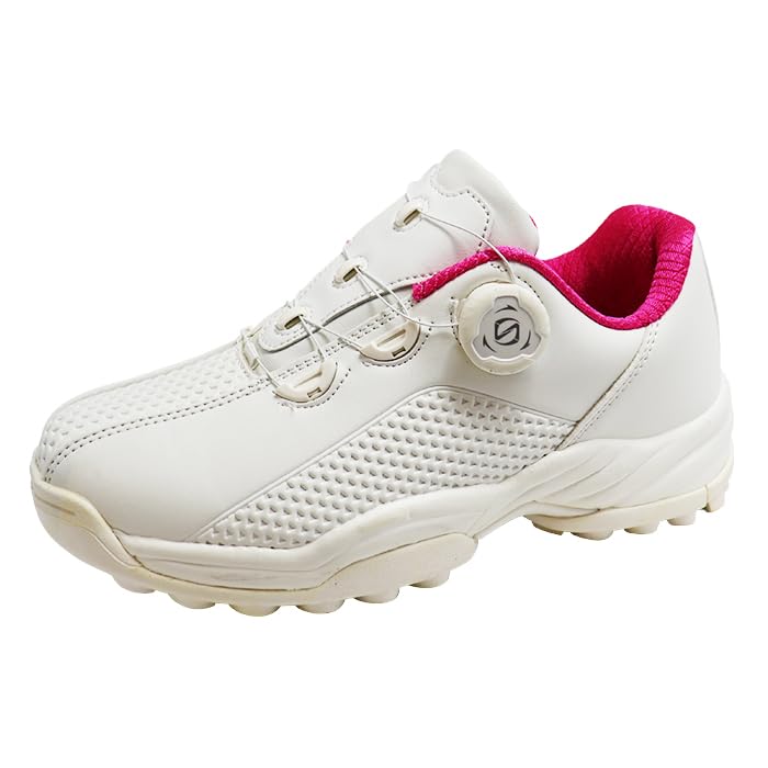 FOURSENCE(フォーセンス) Women's Walking Fossil Dial Golf Spikeless Sports Trekking Climbing Shoes, White x Pink, 24.5 cm 3E
