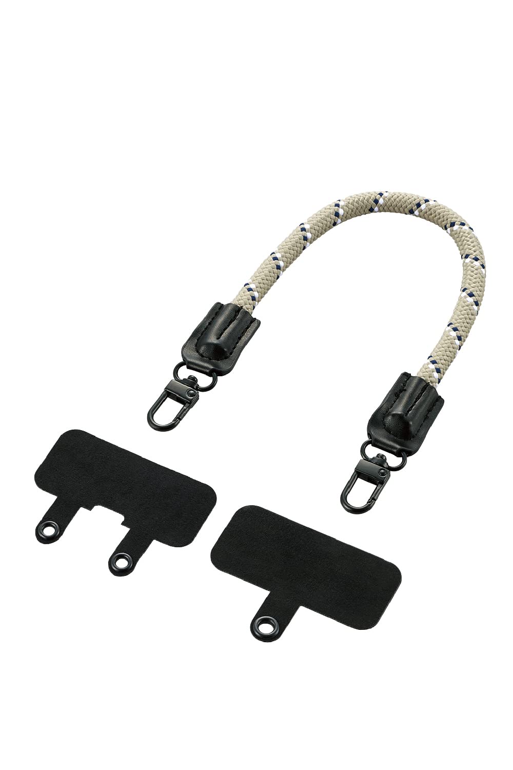 エレコム Elecom P-STHR08BE Smartphone Hand Strap, Round Strap, 0.3 inch (8 mm), Strap Sheet Included (1 Mouth Type, 2 Mouth Type x 1), Drop Prevention, Thick, Beige