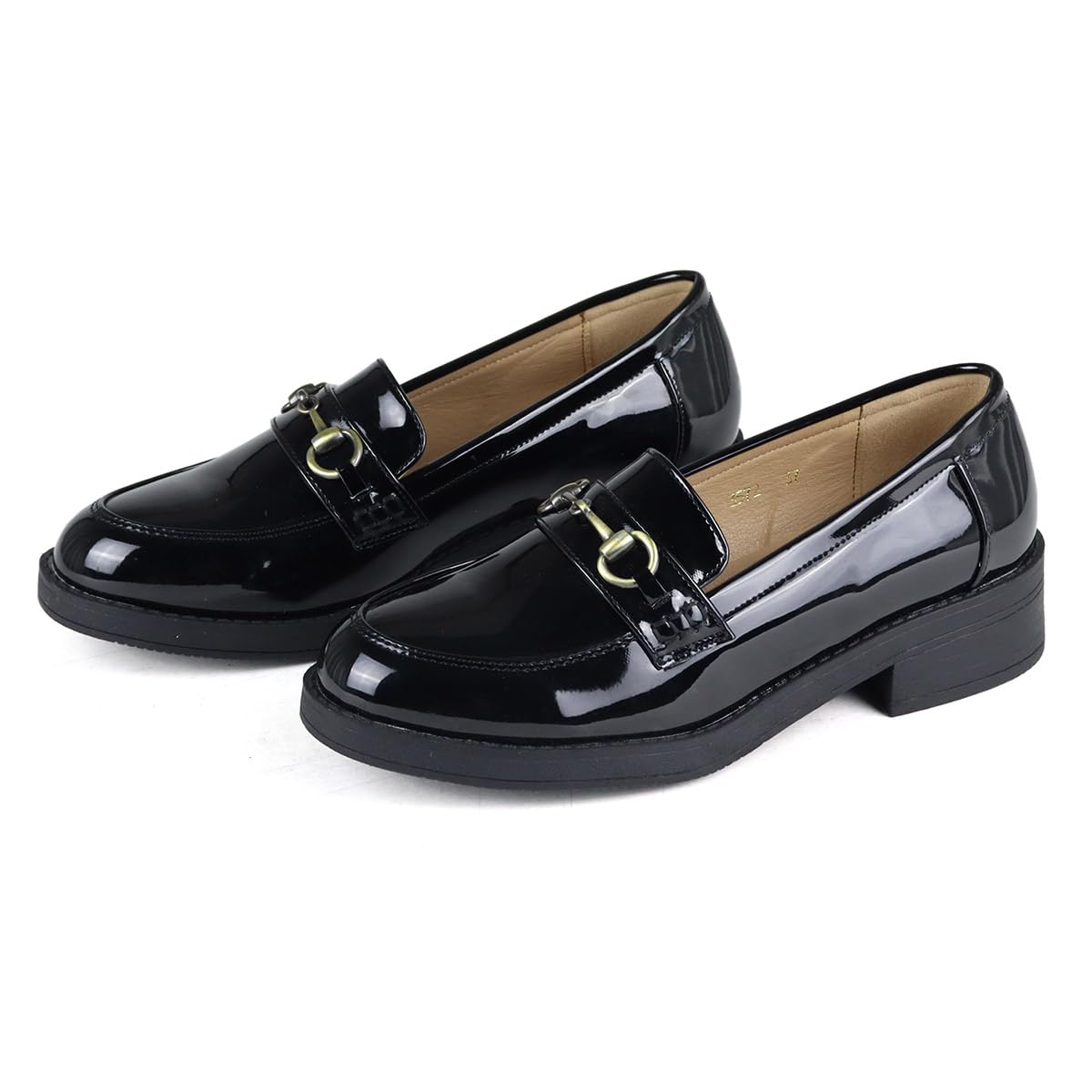 AAA+Feminine(サンエープラスフェミニン) Women's Manish Bit Loafer, Black Enamel, 27.0 cm 2E