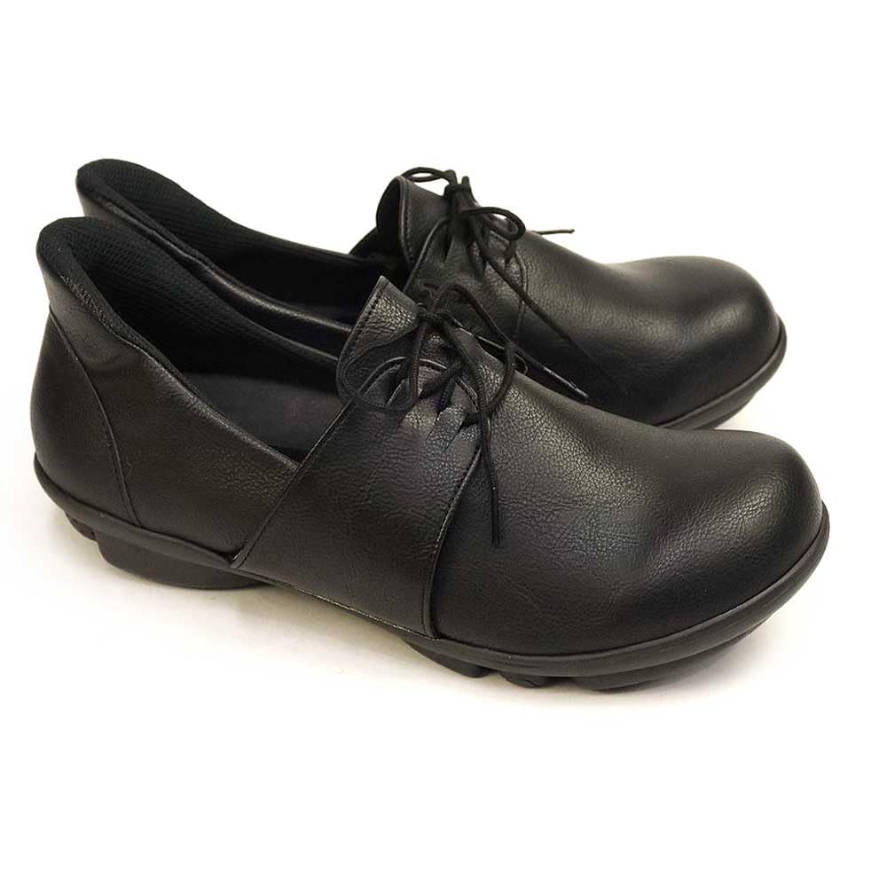 2ball(ツヴォル) Women's Flat Lace-up Shoes, Black x Black, 22.0~22.5 cm