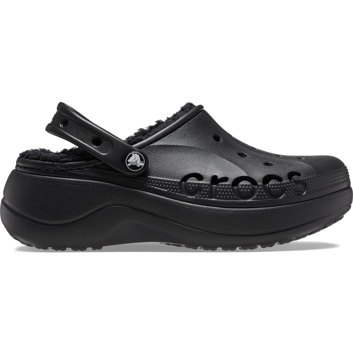 Crocs Women's Baya Plataform Lined Clog, Black, 4 US
