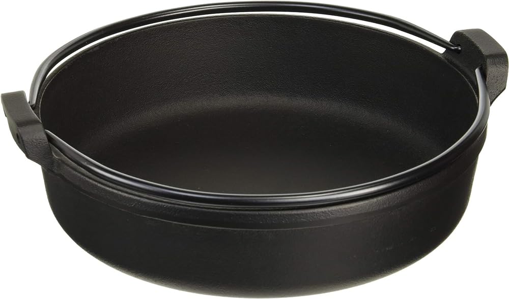 Iwachu 20037 Iwachu Sukiyaki Pot with Southern Crane 20 Black Baked Inner Diameter 7.9 inches (20 cm), Induction Compatible, Nambu Ironware