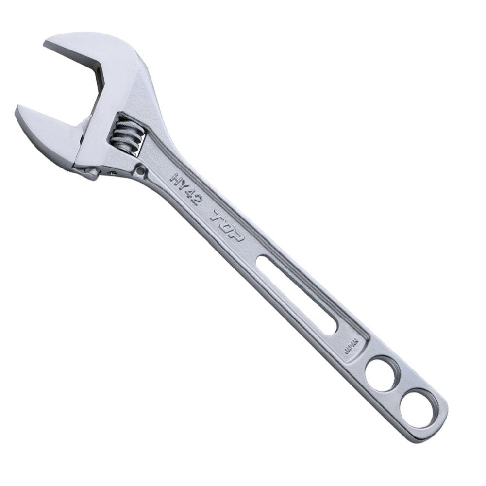 TOP 12 inch Adjustable Wrench Thin and Light Body for Tight Spaces | Super Heavy Duty Extra Wide Opening Jaw Crescent Wrench | Made in Japan