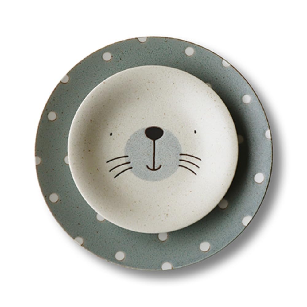 アワサカ Awasaka Mogu Lunch Sesame Seal Plate Pair 7-2100